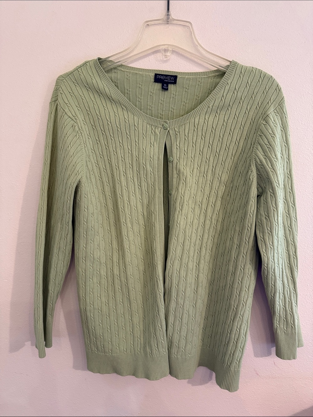 Preview International Pastel Green Cable Knit Cardigan